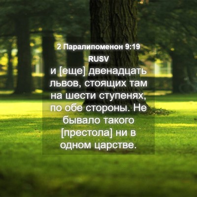 Picture 04 - 2 Паралипоменон 9:19 RUSV - и [еще] двенадцать львов, - Bible Verse Picture