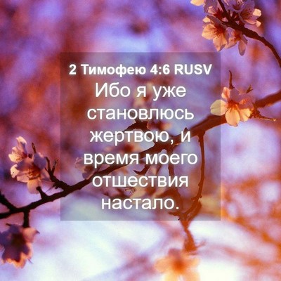 Picture 04 - 2 Тимофею 4:6 RUSV - Ибо я уже становлюсь - Bible Verse Picture