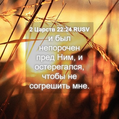 Picture 04 - 2 Царств 22:24 RUSV - и был непорочен пред Ним, и - Bible Verse Picture