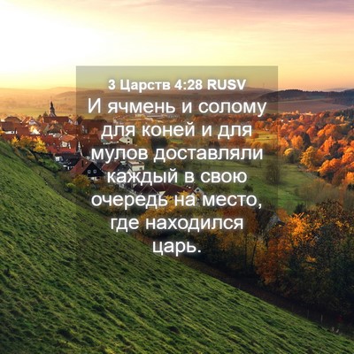 Picture 04 - 3 Царств 4:28 RUSV - И ячмень и солому для коней - Bible Verse Picture