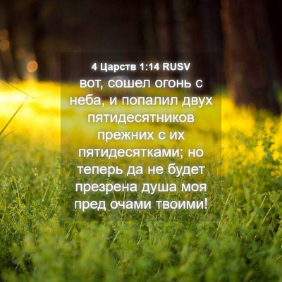Picture 04 - 4 Царств 1:14 RUSV - вот, сошел огонь с неба, и - Bible Verse Picture
