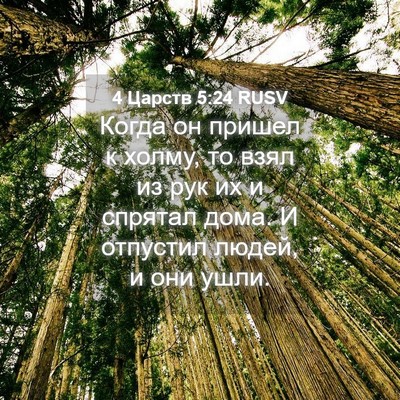 Picture 04 - 4 Царств 5:24 RUSV - Когда он пришел к холму, то - Bible Verse Picture