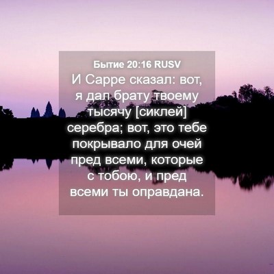 Picture 04 - Бытие 20:16 RUSV - И Сарре сказал: вот, я дал - Bible Verse Picture