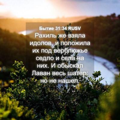 Picture 04 - Бытие 31:34 RUSV - Рахиль же взяла идолов, и - Bible Verse Picture