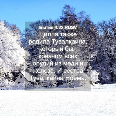 Picture 04 - Бытие 4:22 RUSV - Цилла также родила - Bible Verse Picture