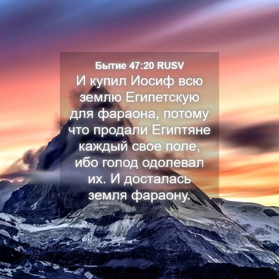 Picture 04 - Бытие 47:20 RUSV - И купил Иосиф всю землю - Bible Verse Picture