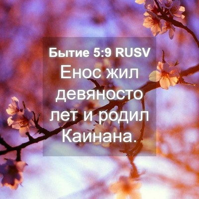 Picture 04 - Бытие 5:9 RUSV - Енос жил девяносто лет и - Bible Verse Picture