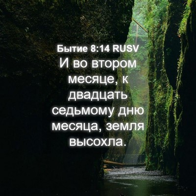Picture 04 - Бытие 8:14 RUSV - И во втором месяце, к - Bible Verse Picture