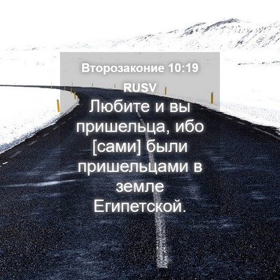 Picture 04 - Второзаконие 10:19 RUSV - Любите и вы пришельца, ибо - Bible Verse Picture