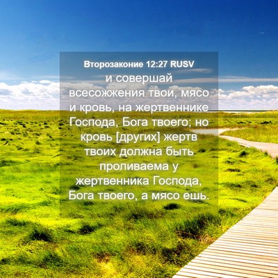Picture 04 - Второзаконие 12:27 RUSV - и совершай всесожжения - Bible Verse Picture