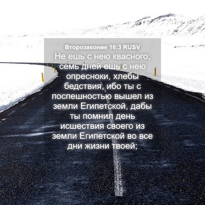 Picture 04 - Второзаконие 16:3 RUSV - Не ешь с нею квасного; семь - Bible Verse Picture