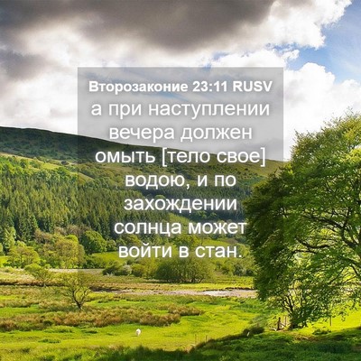 Picture 04 - Второзаконие 23:11 RUSV - а при наступлении вечера - Bible Verse Picture