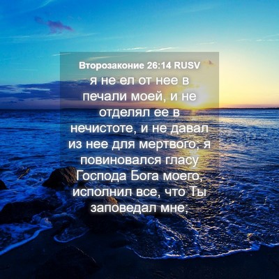 Picture 04 - Второзаконие 26:14 RUSV - я не ел от нее в печали - Bible Verse Picture
