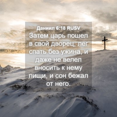 Picture 04 - Даниил 6:18 RUSV - Затем царь пошел в свой - Bible Verse Picture