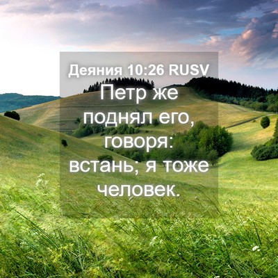 Picture 04 - Деяния 10:26 RUSV - Петр же поднял его, говоря: - Bible Verse Picture