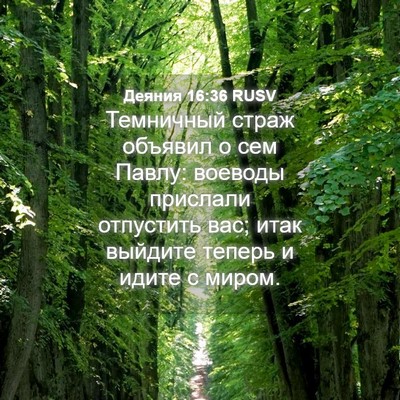 Picture 04 - Деяния 16:36 RUSV - Темничный страж объявил о - Bible Verse Picture