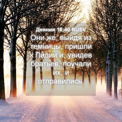 Picture 04 - Деяния 16:40 RUSV - Они же, выйдя из темницы, - Bible Verse Picture