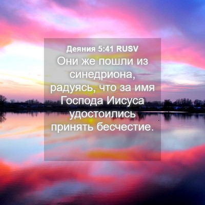 Picture 04 - Деяния 5:41 RUSV - Они же пошли из синедриона, - Bible Verse Picture