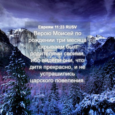 Picture 04 - Евреям 11:23 RUSV - Верою Моисей по рождении - Bible Verse Picture