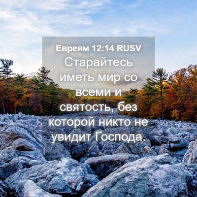 Picture 04 - Евреям 12:14 RUSV - Старайтесь иметь мир со - Bible Verse Picture