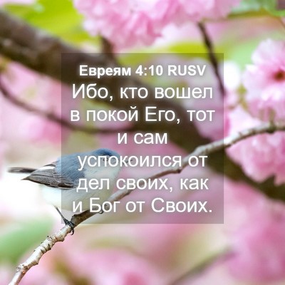 Picture 04 - Евреям 4:10 RUSV - Ибо, кто вошел в покой Его, - Bible Verse Picture