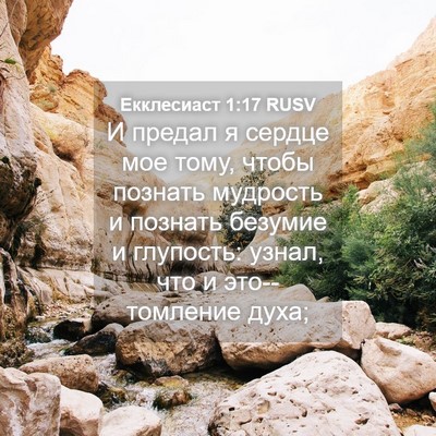 Picture 04 - Екклесиаст 1:17 RUSV - И предал я сердце мое тому, - Bible Verse Picture