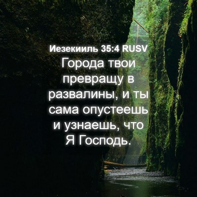 Picture 04 - Иезекииль 35:4 RUSV - Города твои превращу в - Bible Verse Picture