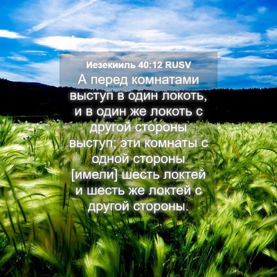 Picture 04 - Иезекииль 40:12 RUSV - А перед комнатами выступ в - Bible Verse Picture