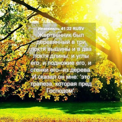 Picture 04 - Иезекииль 41:22 RUSV - Жертвенник был деревянный - Bible Verse Picture