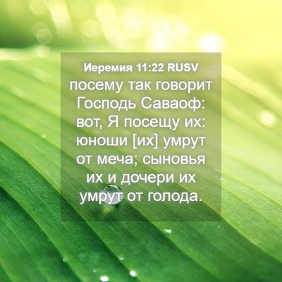 Picture 04 - Иеремия 11:22 RUSV - посему так говорит Господь - Bible Verse Picture