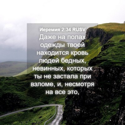 Picture 04 - Иеремия 2:34 RUSV - Даже на полах одежды твоей - Bible Verse Picture