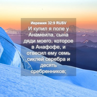 Picture 04 - Иеремия 32:9 RUSV - И купил я поле у Анамеила, - Bible Verse Picture