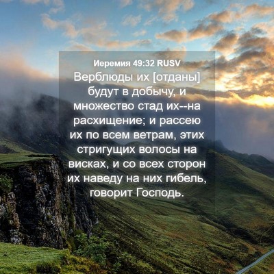 Picture 04 - Иеремия 49:32 RUSV - Верблюды их [отданы] будут - Bible Verse Picture