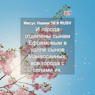 Picture 04 - Иисус Навин 16:9 RUSV - И города отделены сынам - Bible Verse Picture