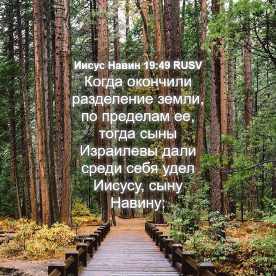 Picture 04 - Иисус Навин 19:49 RUSV - Когда окончили разделение - Bible Verse Picture