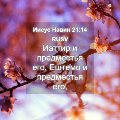 Picture 04 - Иисус Навин 21:14 RUSV - Иаттир и предместья его, - Bible Verse Picture