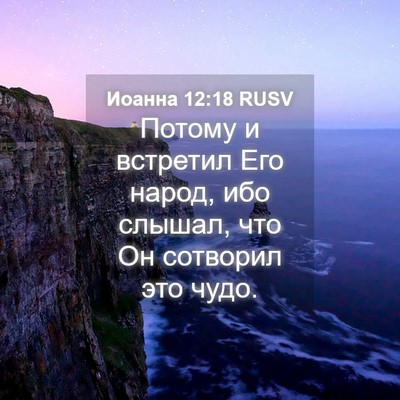 Picture 04 - Иоанна 12:18 RUSV - Потому и встретил Его - Bible Verse Picture
