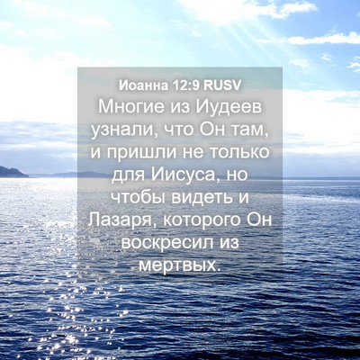 Picture 04 - Иоанна 12:9 RUSV - Многие из Иудеев узнали, - Bible Verse Picture