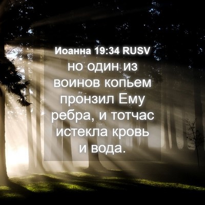 Picture 04 - Иоанна 19:34 RUSV - но один из воинов копьем - Bible Verse Picture