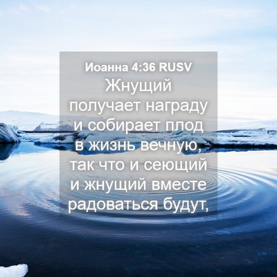 Picture 04 - Иоанна 4:36 RUSV - Жнущий получает награду и - Bible Verse Picture