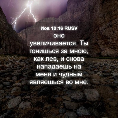 Picture 04 - Иов 10:16 RUSV - оно увеличивается. Ты - Bible Verse Picture