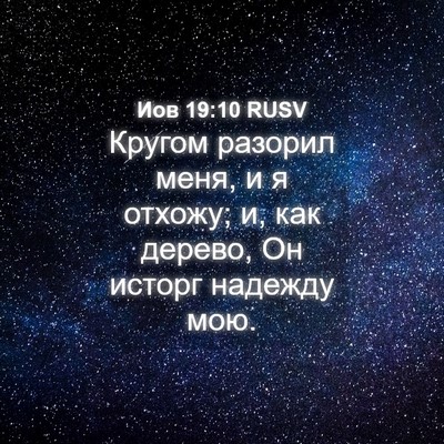 Picture 04 - Иов 19:10 RUSV - Кругом разорил меня, и я - Bible Verse Picture