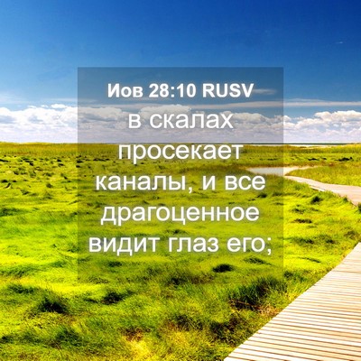 Picture 04 - Иов 28:10 RUSV - в скалах просекает каналы, - Bible Verse Picture
