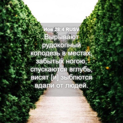 Picture 04 - Иов 28:4 RUSV - Вырывают рудокопный - Bible Verse Picture