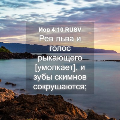 Picture 04 - Иов 4:10 RUSV - Рев льва и голос рыкающего - Bible Verse Picture