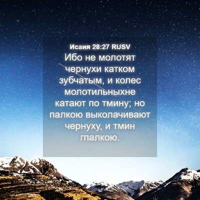 Picture 04 - Исаия 28:27 RUSV - Ибо не молотят чернухи - Bible Verse Picture