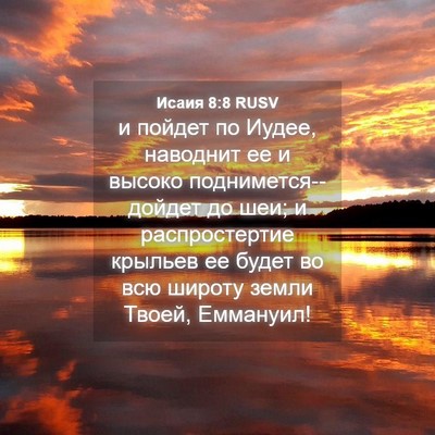 Picture 04 - Исаия 8:8 RUSV - и пойдет по Иудее, наводнит - Bible Verse Picture