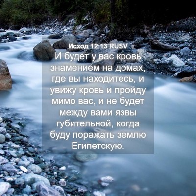 Picture 04 - Исход 12:13 RUSV - И будет у вас кровь - Bible Verse Picture