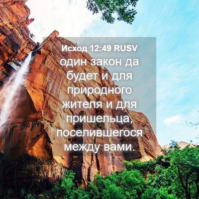 Picture 04 - Исход 12:49 RUSV - один закон да будет и для - Bible Verse Picture