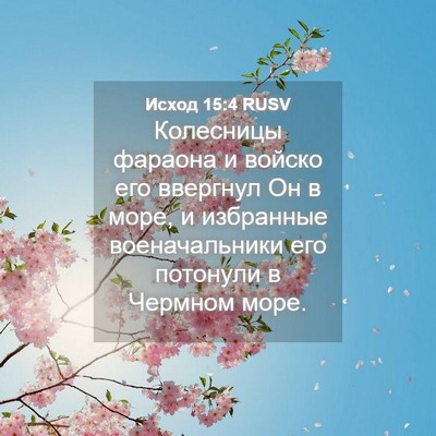 Picture 04 - Исход 15:4 RUSV - Колесницы фараона и войско - Bible Verse Picture